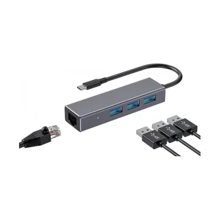 Xtreme Type-C Male to Tri USB 3.0 & Lan Female Grey Multi-Interface HUB #XH403CG